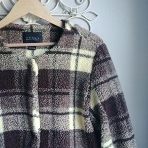 SANCTUARY // Plaid Teddy Coat